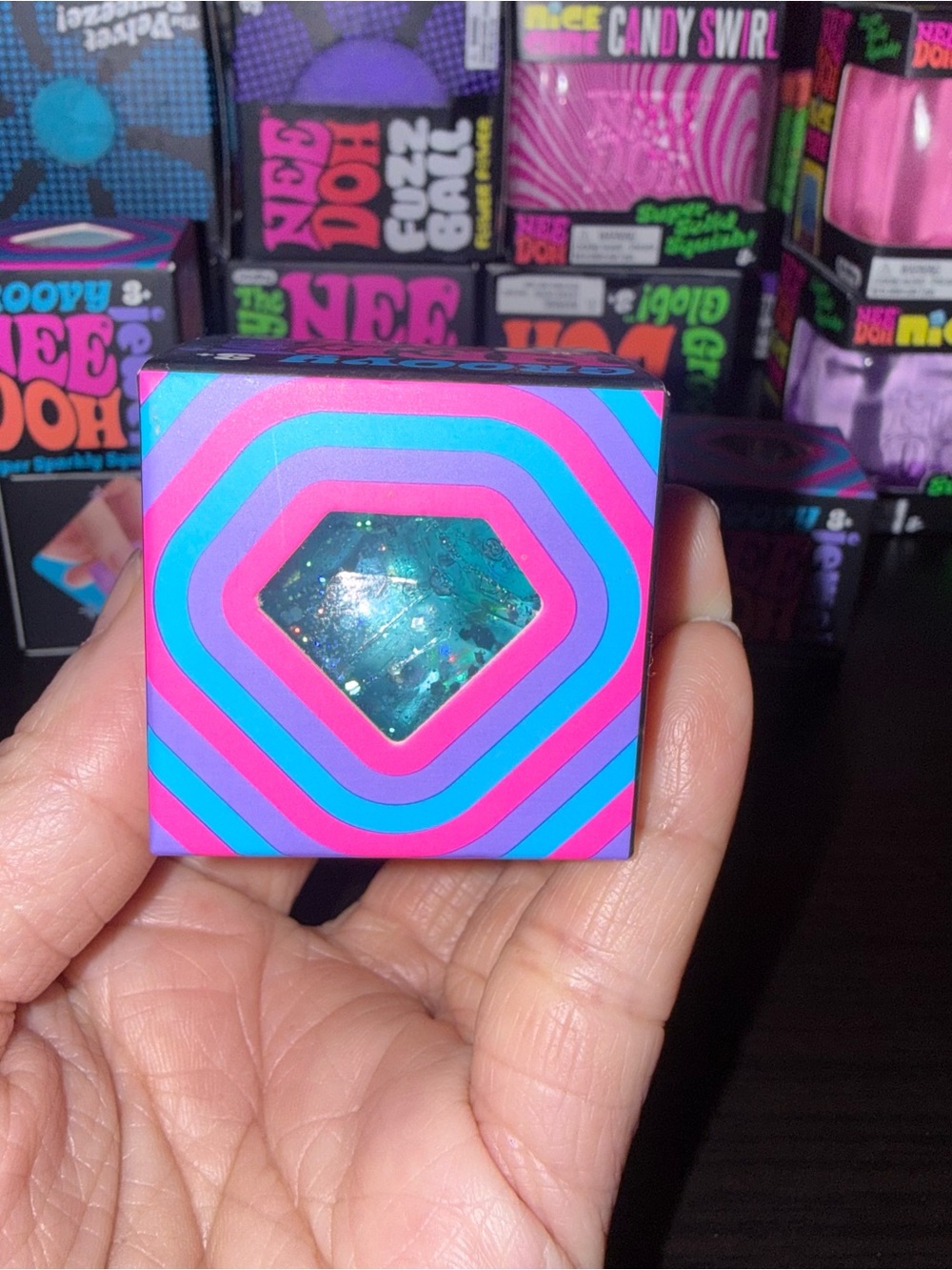 💎Authentic Needoh Groovy Jewel Super Sparkly Squish Diamond in Blue. Brand new💎